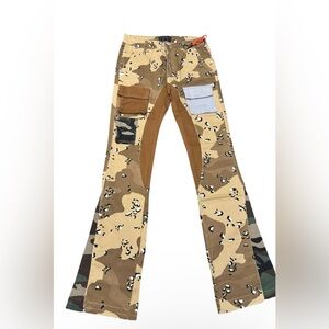 THRT Camouflage Patchwork Flare Denim Pants Sz 30x32 NWT Rare Pocket + Pouch